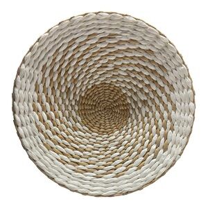 Woven Decorative Basket Wall Decor White & Tan Neutral Wicker Bowl